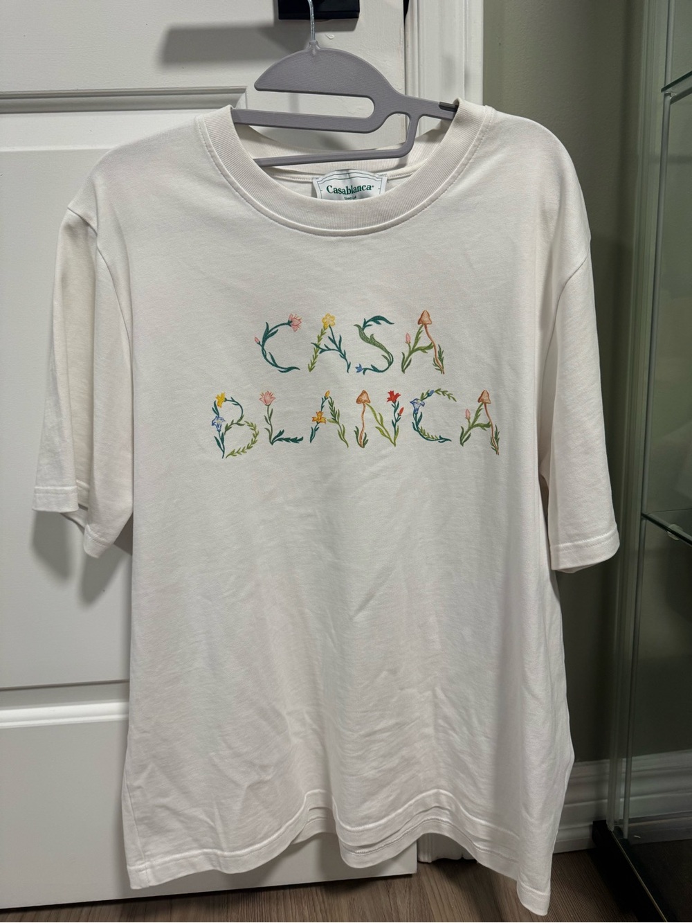 Casablanca White Floral Logo Short Sleeve Tee